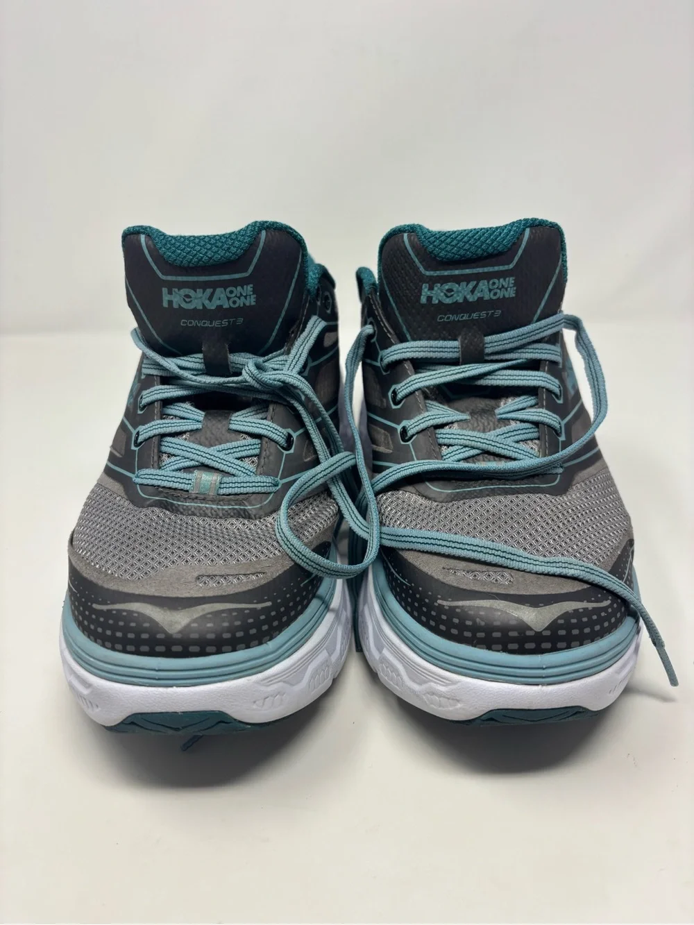 Hoka One One Conquest 3 Womens Sneakers Teal Gray Size 10